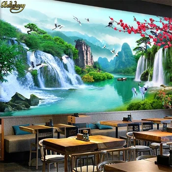 обои с водопадом бейбеханг, пейзаж на стену спальни, фото на заказ, 3D фреска, обои, современные обои, арт-фон, обои