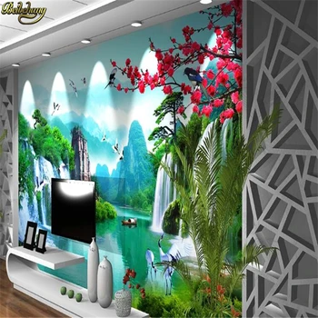 обои с водопадом бейбеханг, пейзаж на стену спальни, фото на заказ, 3D фреска, обои, современные обои, арт-фон, обои Изображение 2