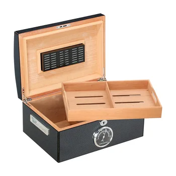 Роскошная Деревянная коробка для сигар, покрытая фортепианным лаком, хьюмидор с гигрометром, изготовленный на заказ дисплей для сигар, хьюмидор