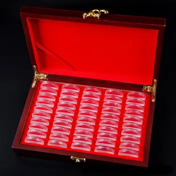 Деревянные Ящики для монет для коллекционеров Деревянный футляр для хранения монет с замком, Памятный футляр для коллекционера монет на 50 Изображение 2