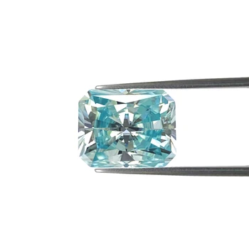 Пирмианский голубой муассанит Лучистой огранки 8x10 мм, россыпной камень Для изготовления ювелирных изделий