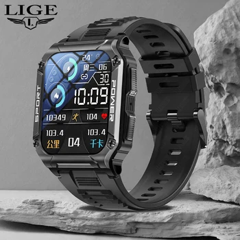 Мужские Умные часы LIGE 2023 для Android и IOS iPhone IP68, Водонепроницаемые Смарт-часы с функцией отслеживания активности по Bluetooth, Мужские Черные Изображение 2