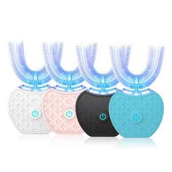 Новая интеллектуальная автоматическая звуковая электрическая зубная щетка 360 градусов, USB Перезаряжаемая ультразвуковая U-образная форма, 4 режима, Таймер синего света