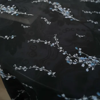 Темный узор Чонсам и платье-рубашка, изготовленная своими руками из шифоновой ткани, ткань для одежды Изображение 2