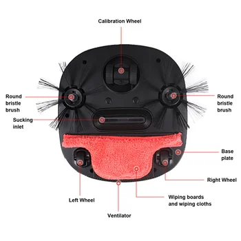 Робот-Пылесос Подметальный Пылесос Mop Vacuum Cleaner 3 в 1 Влажный Сухой Пылесос для Дома (Черная вилка EU)