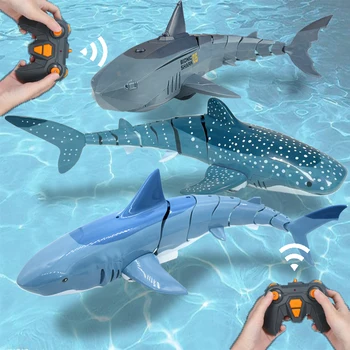 Имитация радиоуправляемой Акулы, Брызги воды, 2,4 Г, Дистанционное управление, Животные с подсветкой, Подводная лодка, Роботы, Рыбы, Электрические игрушки для мальчика в подарок