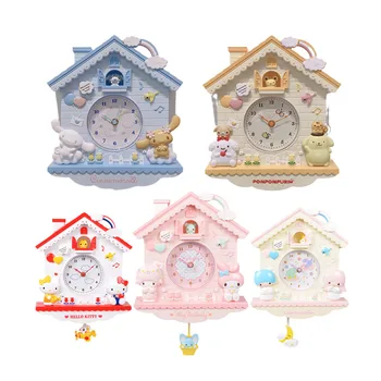 Кавайные Настенные часы-Качели Sanrio Cinnamoroll My Melody Hello Kitty Украшение Комнаты Подвеска Милые Мультяшные Часы Подарок На День Рождения