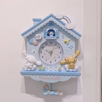 Кавайные Настенные часы-Качели Sanrio Cinnamoroll My Melody Hello Kitty Украшение Комнаты Подвеска Милые Мультяшные Часы Подарок На День Рождения Изображение 2