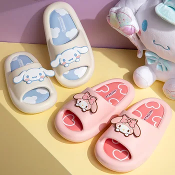 Kawaii Sanrio My Melody Kuromi Тапочки Cinnamoroll Hello Kitty Аниме Детская Обувь для Ванной Комнаты На Нескользящей мягкой Подошве Детские Подарки