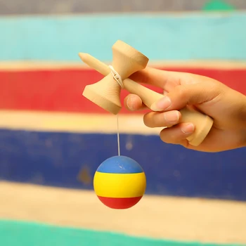 Трехцветная Деревянная игрушка Кендама Профессиональное Умелое Обучение Жонглированию Мячом Традиционная игровая игрушка Для детей в Подарок