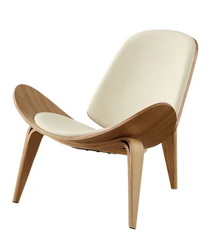 Высококачественный трехногий стул из массива дерева, ясеневая фанера, Черная искусственная кожа, мебель для гостиной, Современные стулья для отдыха