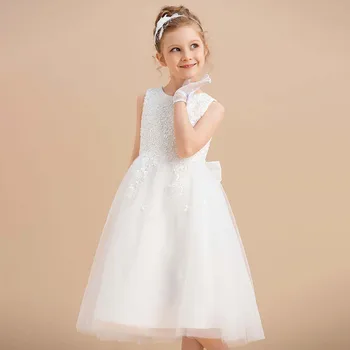YZYmanualroom, Платье с цветочным узором для девочек, Атласный Тюль, Детский костюм на День Рождения, Вечернее Бальное платье, Одежда для подростков Изображение 2