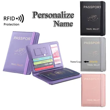 Персонализированный Портативный Тонкий чехол для паспорта, держатель, слот для нескольких карт, Дорожные аксессуары из искусственной кожи, RFID-карман для кошелька