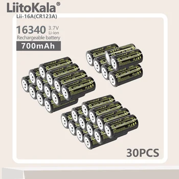 30ШТ LiitoKala Lii-16A 16340 Аккумуляторная Батарея 700 мАч 3,7 В Литий-ионная CR123A для светодиодного Фонарика Arlo Security Camera L70