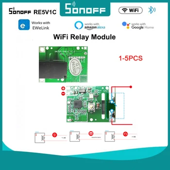 1-5 шт. Релейный модуль SONOFF RE5V1C Wifi Smart Switch 5 В Постоянного Тока Беспроводной Переключатель Плавного хода/Самоблокирующихся режимов работы APP/Voice/LAN Control