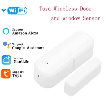 Датчики дверей и окон Tuya WiFi Умный дом Беспроводной детектор открытия/закрытия домашней безопасности Интеллектуальное управление через Alexa Google Home