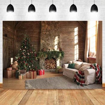 Laeacco Подарки на Рождественскую елку в помещении, Камин, Ковер, Фотография на День рождения ребенка, Фон для фотосъемки, Фото-фон для фотостудии