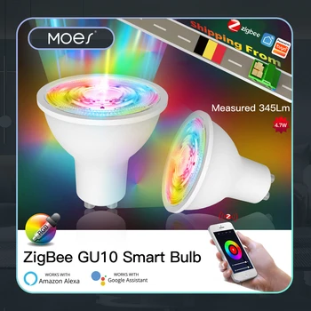 Tuya ZigBee GU10 Умные светодиодные лампы RGB C + W Белый 4,7 Вт С Регулируемой Яркостью Smart Life APP Control Лампочки Работают с Alexa /Google