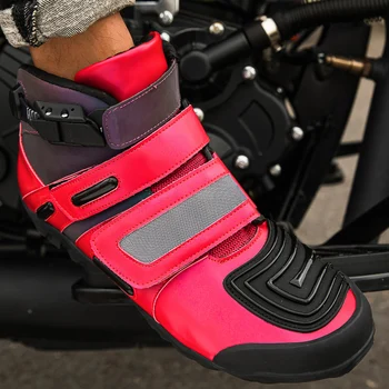 Мужские ботинки для мотокросса, обувь для мотогонок из микрофибры, Защитные ботильоны, Противоударная нескользящая мотоциклетная обувь