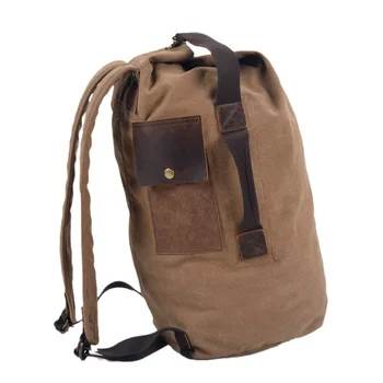 Ретро-холщовый рюкзак большой емкости, цилиндрическая упаковка, спортивный рюкзак для активного отдыха, туристический рюкзак для альпинизма