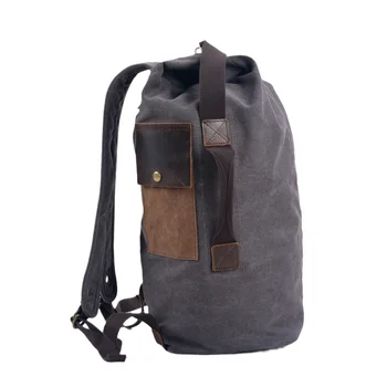 Ретро-холщовый рюкзак большой емкости, цилиндрическая упаковка, спортивный рюкзак для активного отдыха, туристический рюкзак для альпинизма Изображение 2