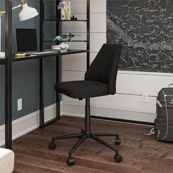 Подростковый офисный стул Novogratz Morgan с Роликами, Серое льняное офисное кресло с откидной спинкой, офисная мебель