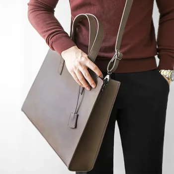 Портфель, модная универсальная сумка-тоут из искусственной кожи, трендовая сумка через плечо, мужская сумка