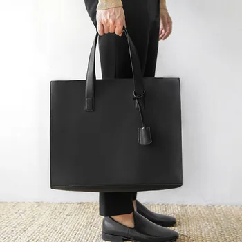 Портфель, модная универсальная сумка-тоут из искусственной кожи, трендовая сумка через плечо, мужская сумка Изображение 2