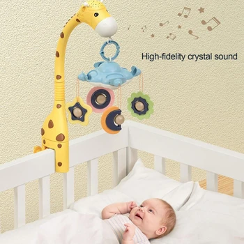 Принадлежности для детской кроватки в форме животного, Пластиковое Украшение с музыкой, интерактивная игрушка, подарок для младенцев Изображение 2