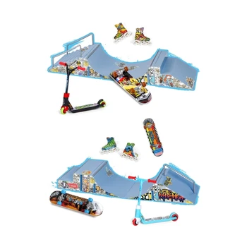 Набор для скейтбординга с грифом, мини-рампа для скейтбординга с игрушкой для пальцев, включая грифель, скутер, подарок для детей